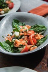 Delicious and fresh salad with dressing