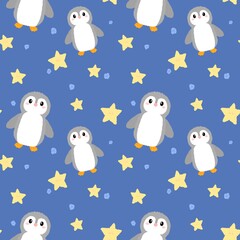penguin animal background, seamless pattern, wrapping paper