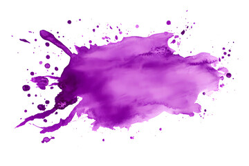 Purple watercolor splatter stain isolated on white background	