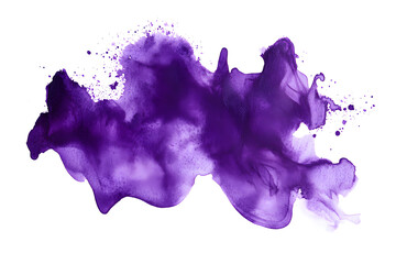 Purple watercolor splatter stain isolated on white background	