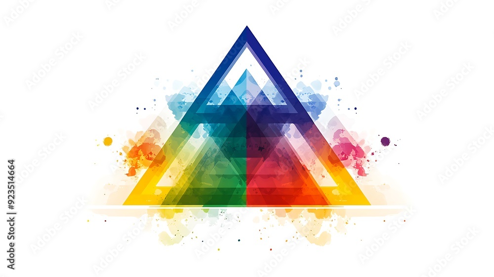 Poster geometric rainbow pyramid - colorful abstract vector design on white background with high resolution