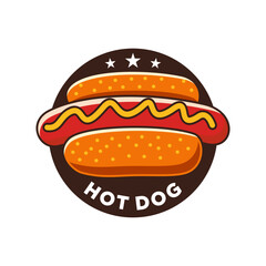 Hotdog logo vector illustration template in circle with white background