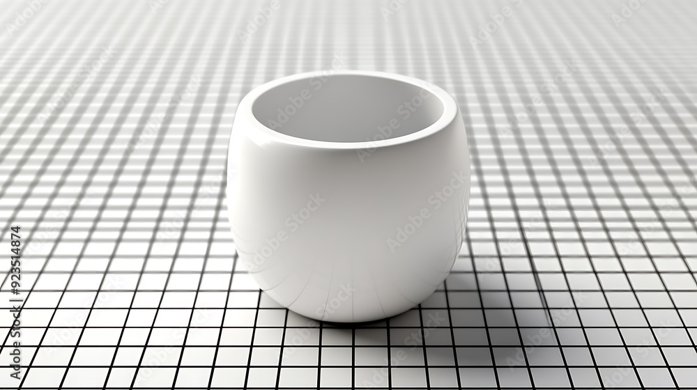 Aufkleber minimalist 3d rendering of white cylinder on grid background - top view with smooth style detail