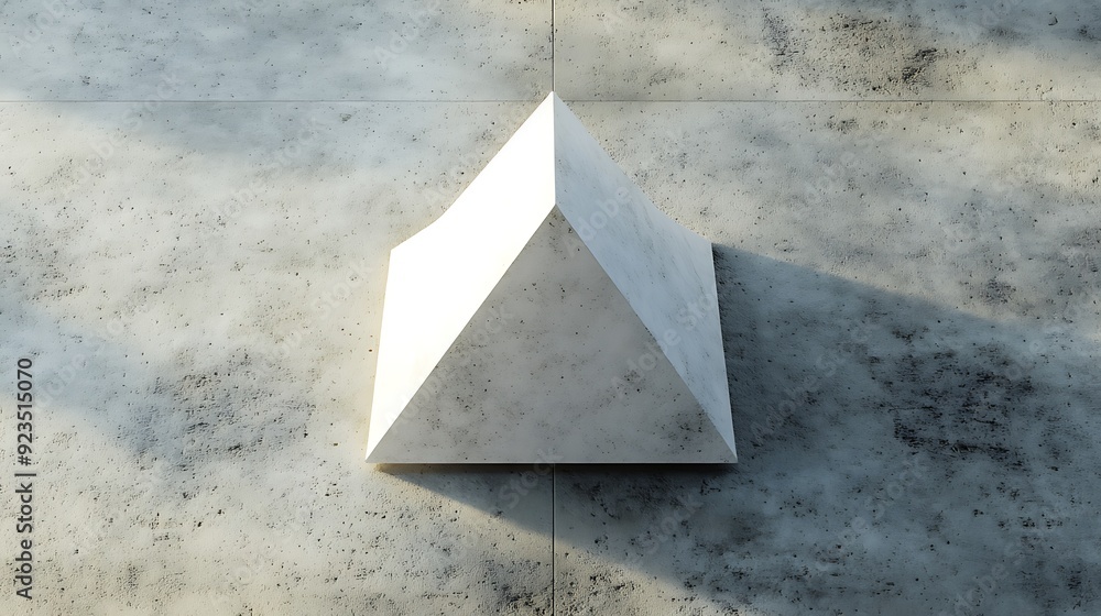Aufkleber minimalist white tetrahedron on grid background - top view 3d render with smooth style