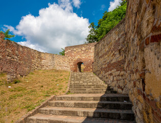 Historic stairs and gates to access the Ruins of Belgrade Fortress, Belgrade, Serbia