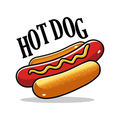 Hotdog logo design vector illustration template with shadow