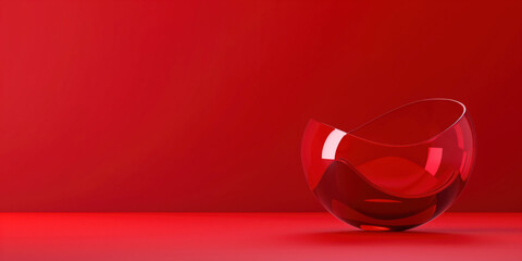 Glass Bowl on Vibrant Red Background: Minimalist Home Decor and Modern Design Trends