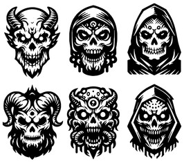 Skull Tattoos, Edgy and Stylish Design - Flat Vector Illustration