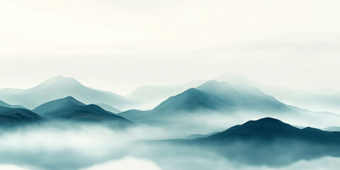 Obraz premium Misty Mountain Landscape with Rolling Hills and Dense Fog