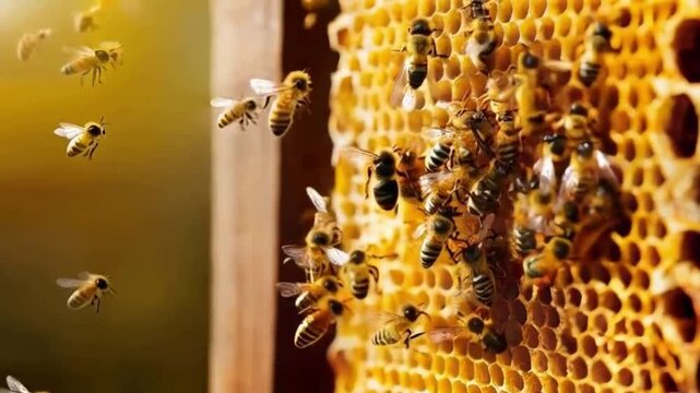 picture of a bees with a hive full of honey