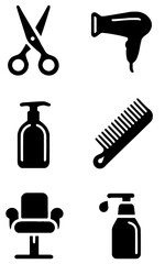 Salons Icon Set Silhouette, Elegant and Professional Design - Flat Vector Illustration