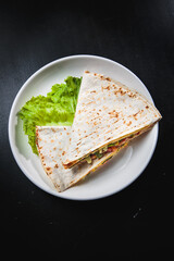 Delicious and fresh hot quesadilla