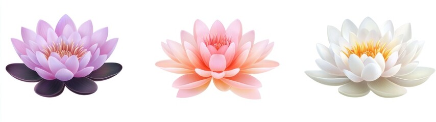 Obraz premium Three Water Lily Flowers in Different Colors