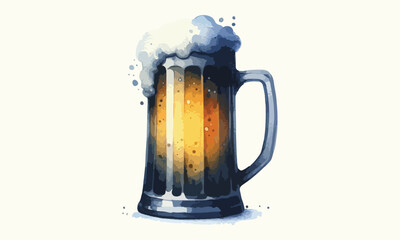 mug beer, free drink, watercolor mugs of beer, alcohol drinks, hand drawn illustration, watercolor mugs of beer