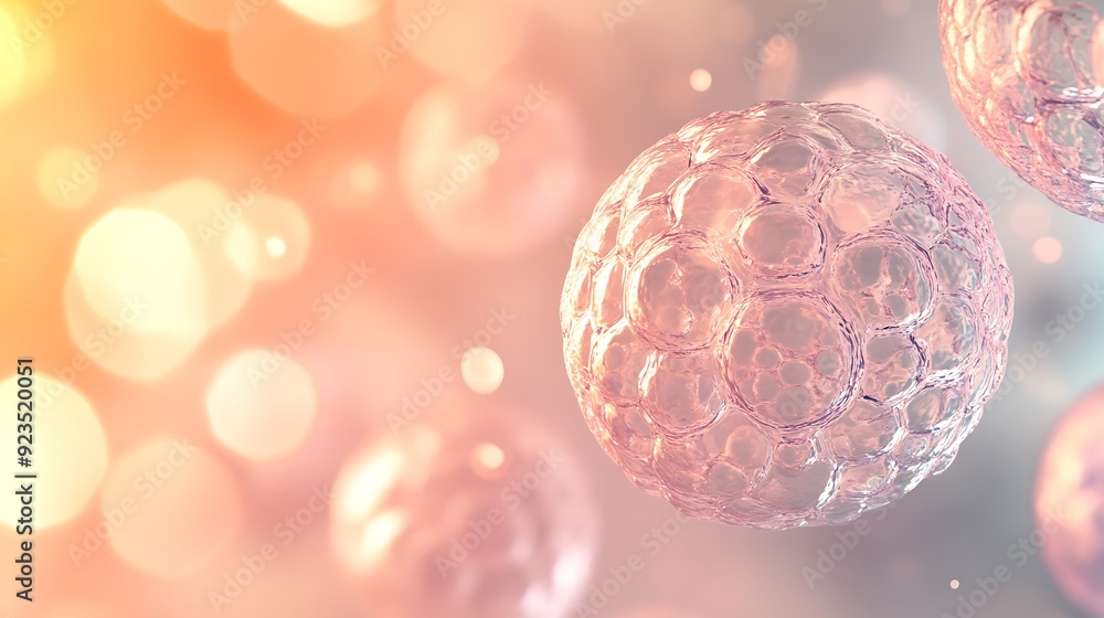 Aufkleber abstract 3d cell membranes with soft light bokeh background - biophysics and cellular structures in 