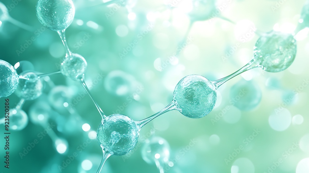 Aufkleber intricate cellular signaling pathways in jade green and platinum - abstract 3d rendering with rich l