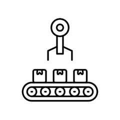 robotic factory line icon with white background vector stock illustration