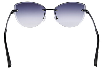 Black sunglasses with gradient lenses isolated on a transparent background. Full depth of field.