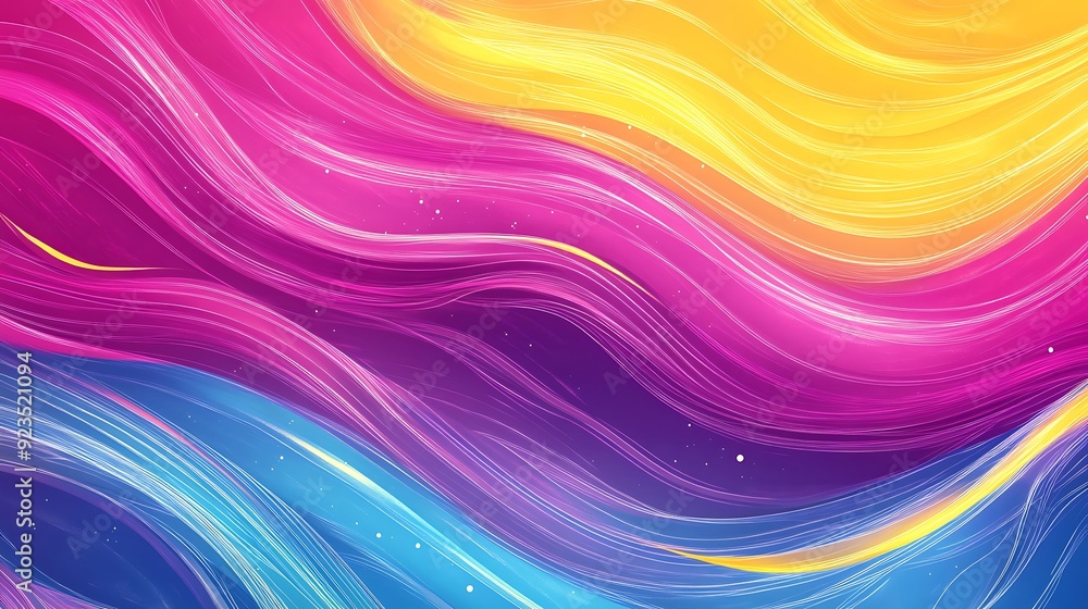 Poster vibrant wave pattern vector illustration with dynamic lines on magenta background