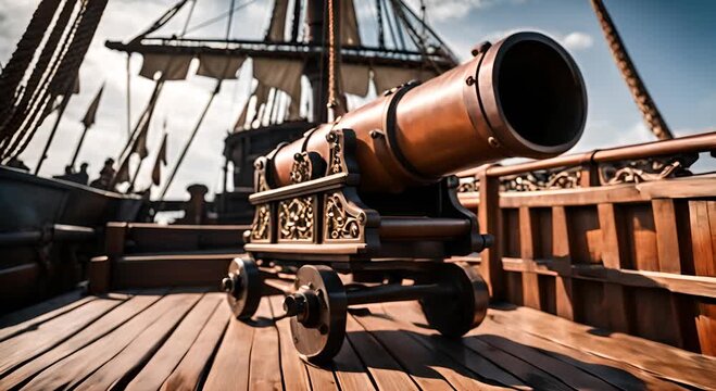 Cannon on a pirate ship.