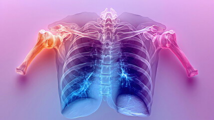 Human Skeletal System with Respiratory System.