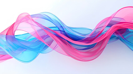 Fototapeta premium Abstract Flowing Ribbons in Pink and Blue on White Background - Ideal for Digital Art, Creative Designs, and Futuristic Visual Content
