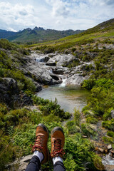 Gerês Xures Biosphere Reserve, Hiker, Galicia, Spain