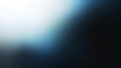 Obraz premium White blue black blurred abstract gradient on dark grainy background, glowing light, large banner size.