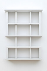 Empty white Bookshelf mock up isolated on white background
