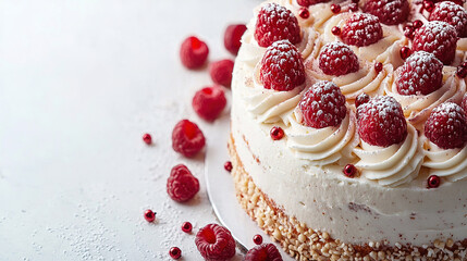 Fototapeta premium composition with many details cake empty space on the left on a white background empty space on the left