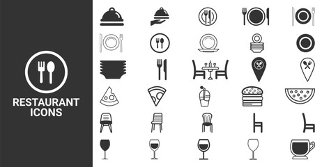Restaurant Business of Set Vector Icons Food icon collection. Vector illustration