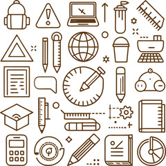 school supplies icons set illustration