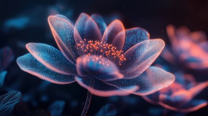 Naklejka premium Beautiful abstract holographic flower.