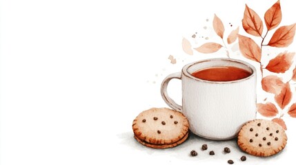 Cozy and inviting autumn themed planner clipart featuring a watercolor style design with tea cookies and other fall inspired elements on a white background  Perfect for planning organization
