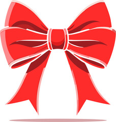 Christmas Bow Vector Illustration Icon. Vibrant Red color Bow, Red ribbon bow illustration. Festive holiday decoration.