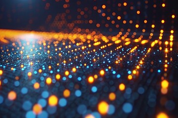 Vibrant Blue and Orange Lights Creating a Dynamic Abstract Pattern at Night