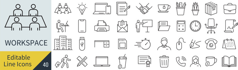 線の編集ができる職場に関するアイコンセット（アウトライン化していない）