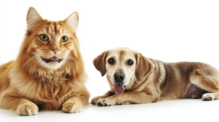 Fototapeta premium Friendly Cat and Dog Duo