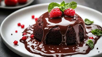 Molten chocolate lava cake with velvety smooth texture