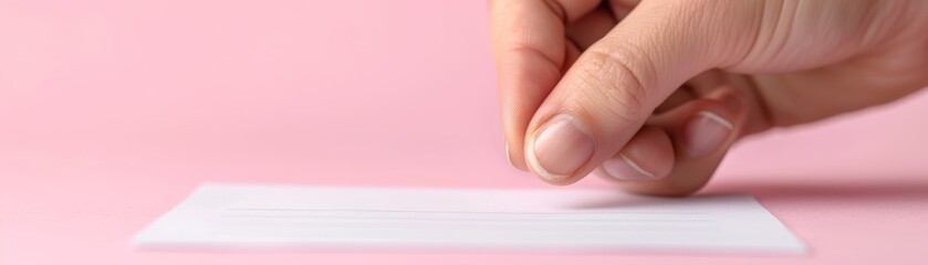 Hand placing stamp, copyright document, flat design illustration