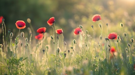 Tranquil Poppy Field at Sunrise