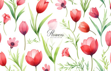 Obraz premium Red flowers Background, tulips Background