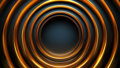 Abstract Background with Concentric Golden Rings on Dark Background