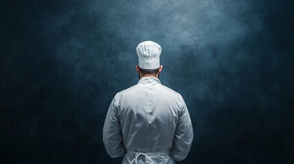 Professional Chef in Uniform from Behind