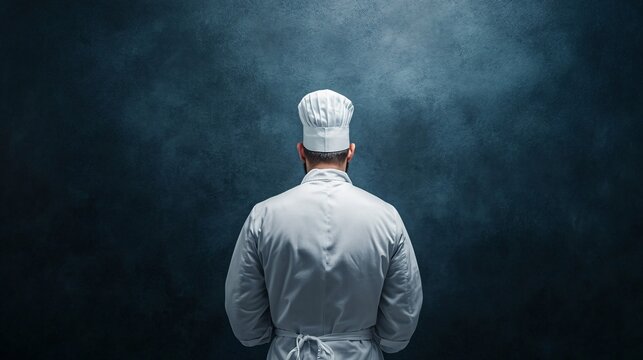 Professional Chef in Uniform from Behind