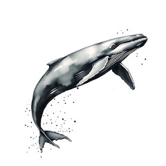 Illustrator of whale tattoo design isolated on white background