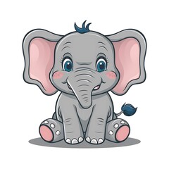 Fototapeta premium Happy cute elephant cartoon isolated on white background
