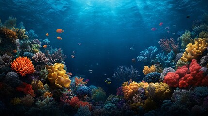 Naklejka premium Vibrant coral reef underwater with tropical fish