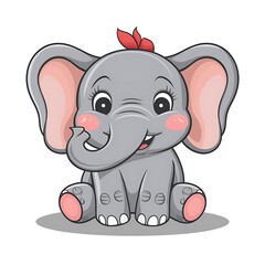 Fototapeta premium Happy cute elephant cartoon isolated on white background