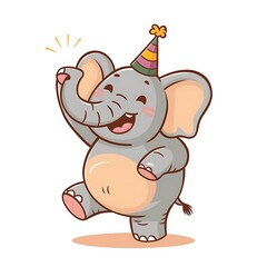 Naklejka premium Happy cute elephant cartoon isolated on white background